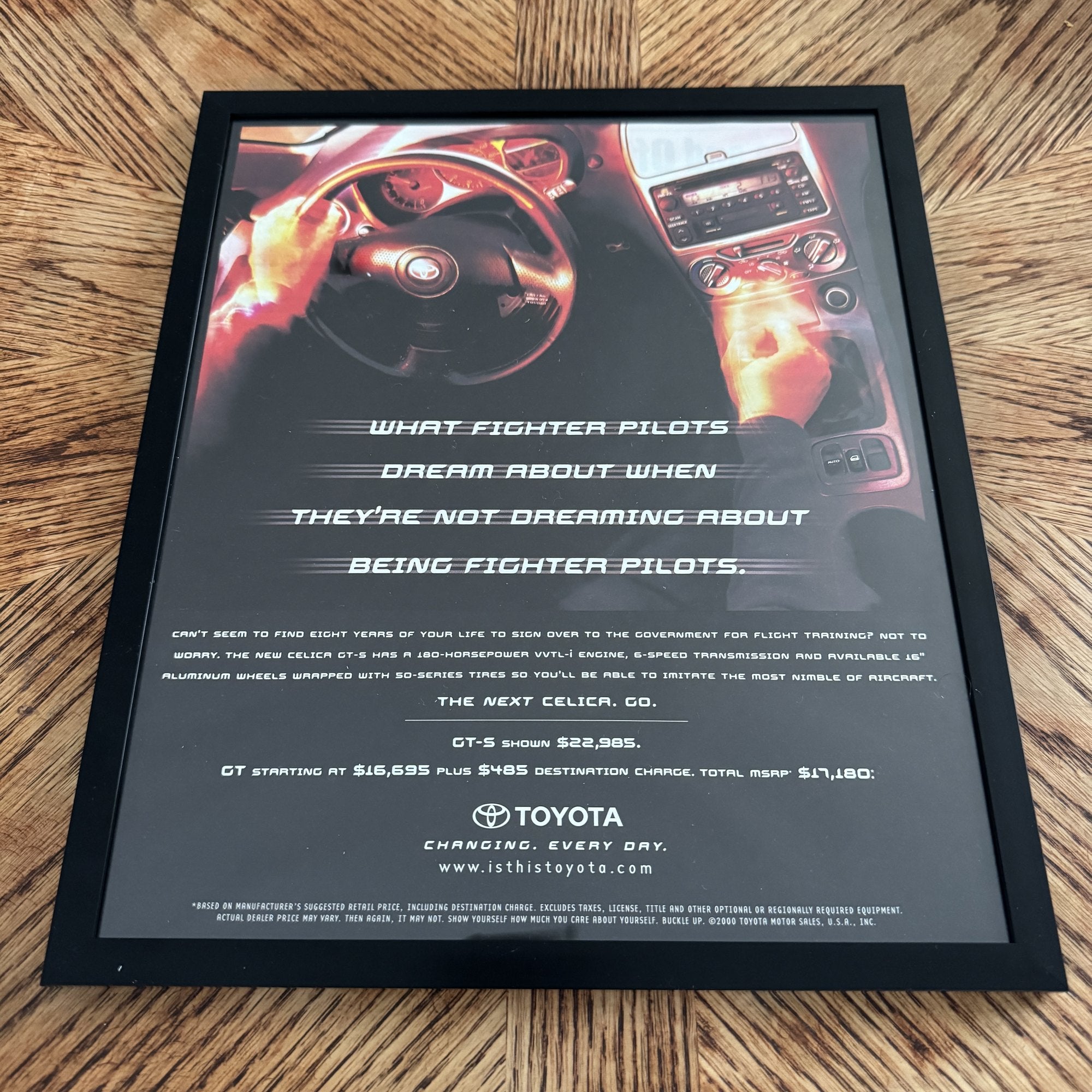 Vintage Toyota Fighter Pilots Dream Car Ad 10x12 Framed Magazine Print