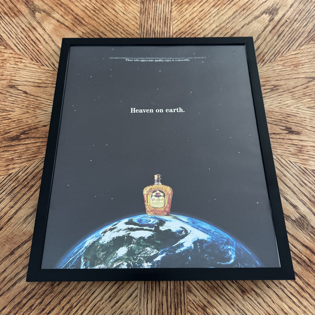 Vintage Crown Royal Shame on Earth Whisky Ad 10x12 Framed Magazine Print