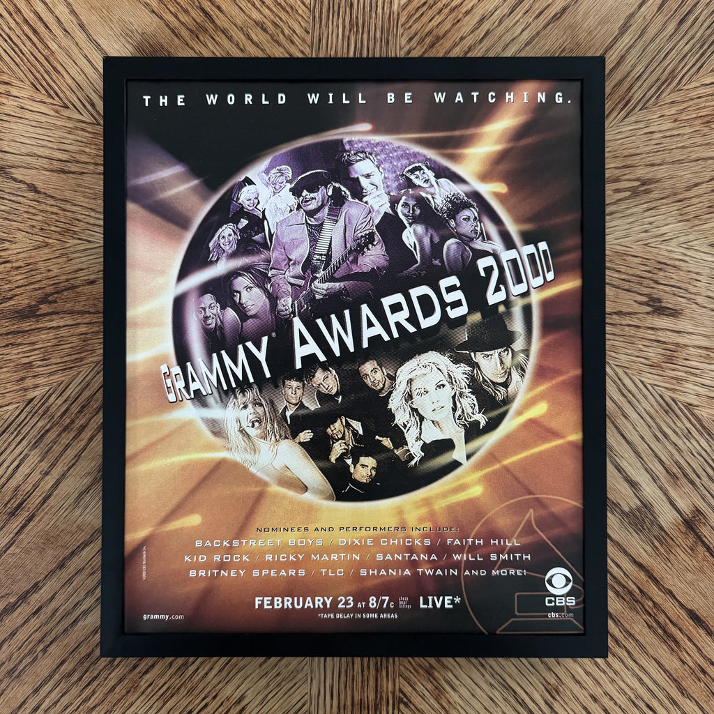 Vintage 2000 Grammy Awards CBS TV Ad 10x12 Framed Magazine Print