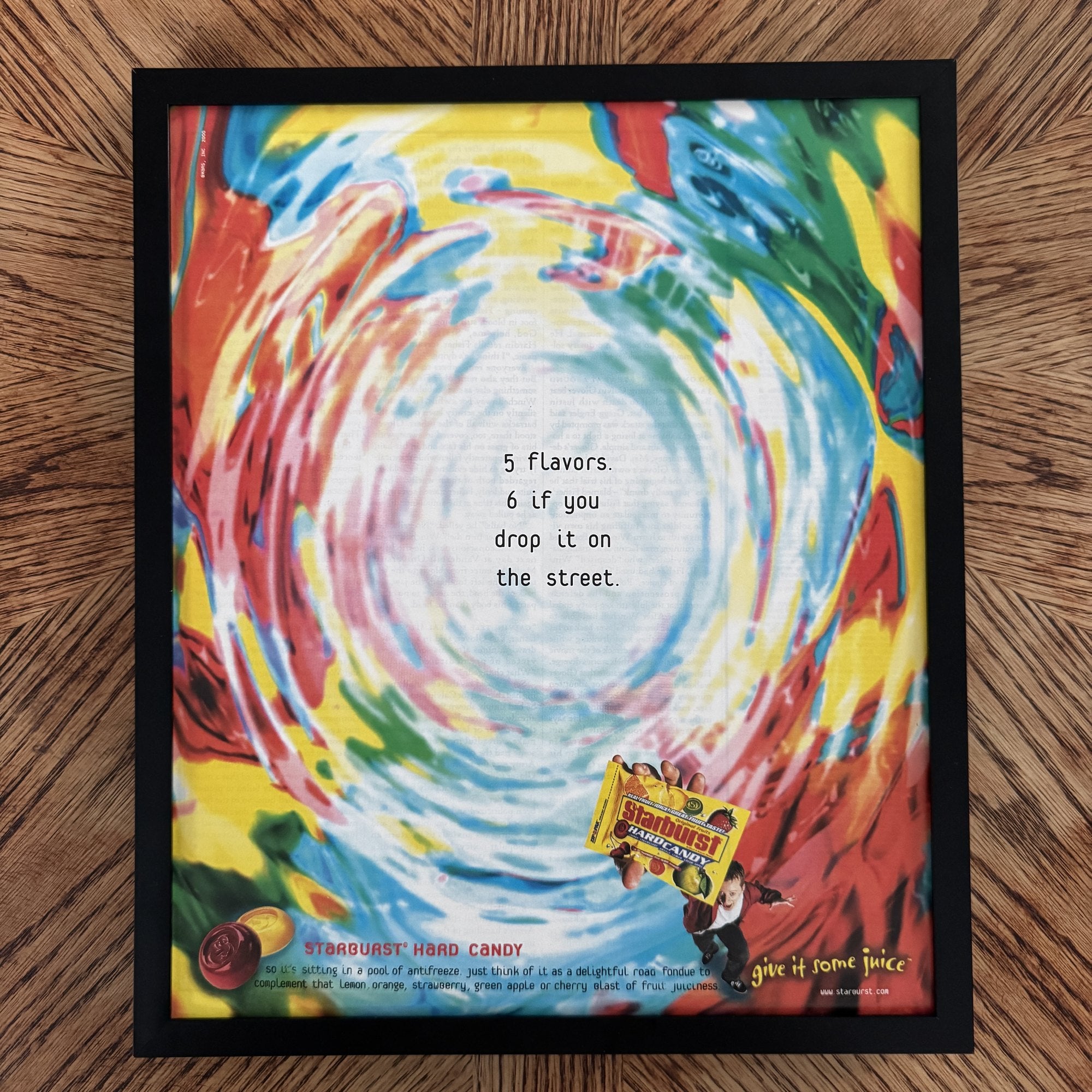 Vintage Skittles Candy Color Swirl Ad 10x12 Framed Magazine Print