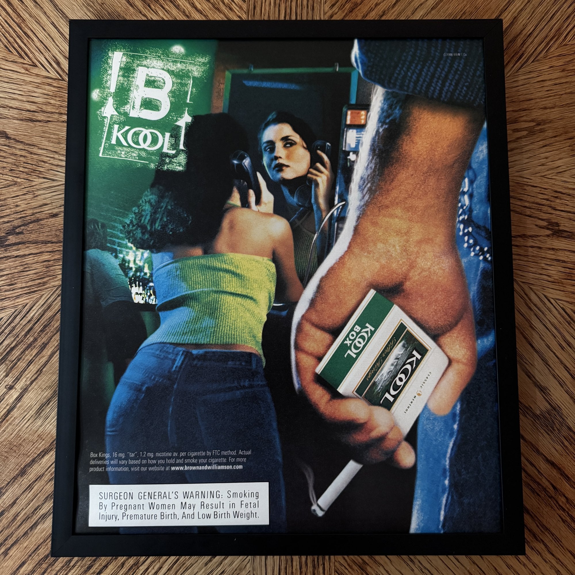 Vintage Kool Phone Booth Cigarette Ad 10x12 Framed Magazine Print