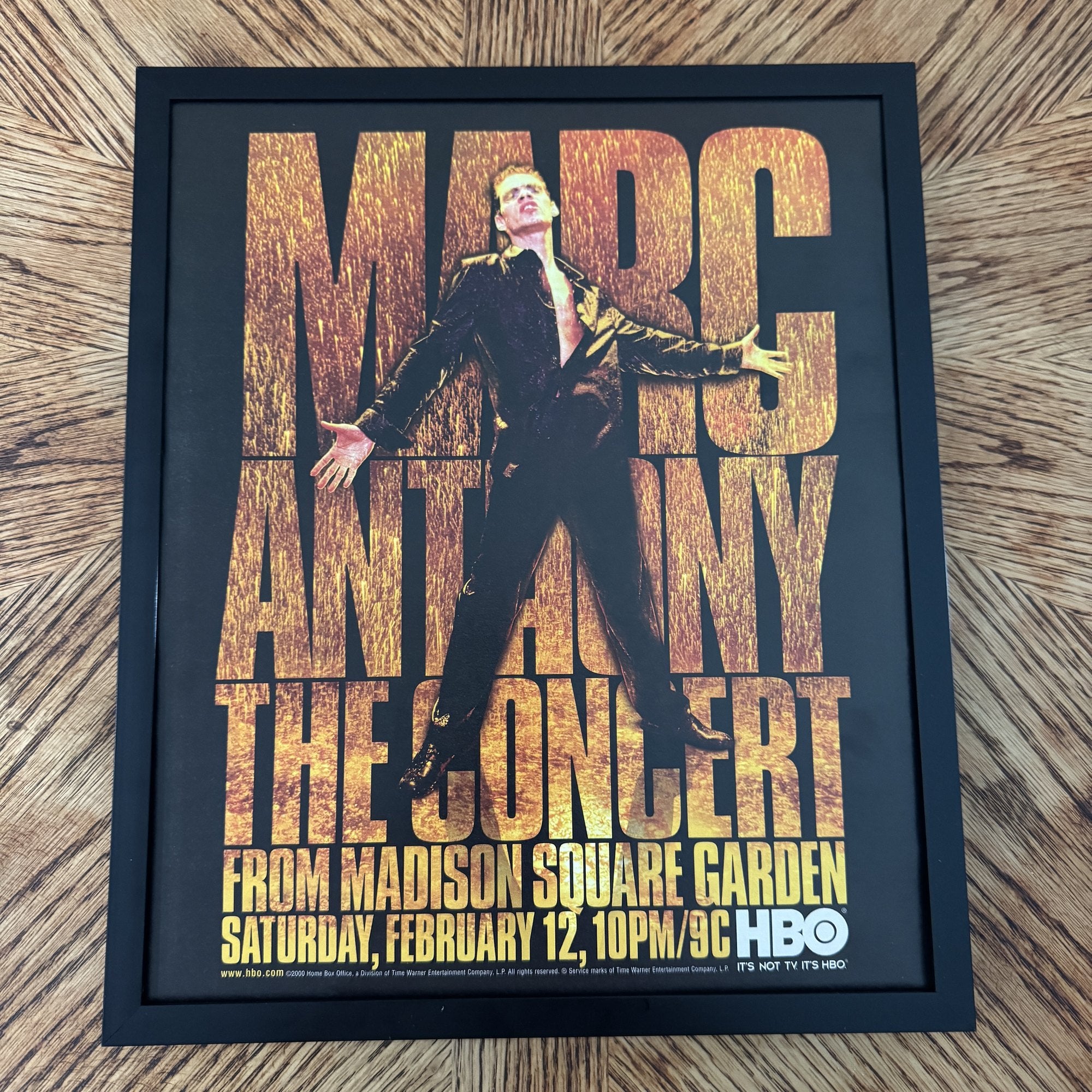 Vintage Marc Anthony HBO Madison Square Garden Ad 10x12 Framed Magazine Print