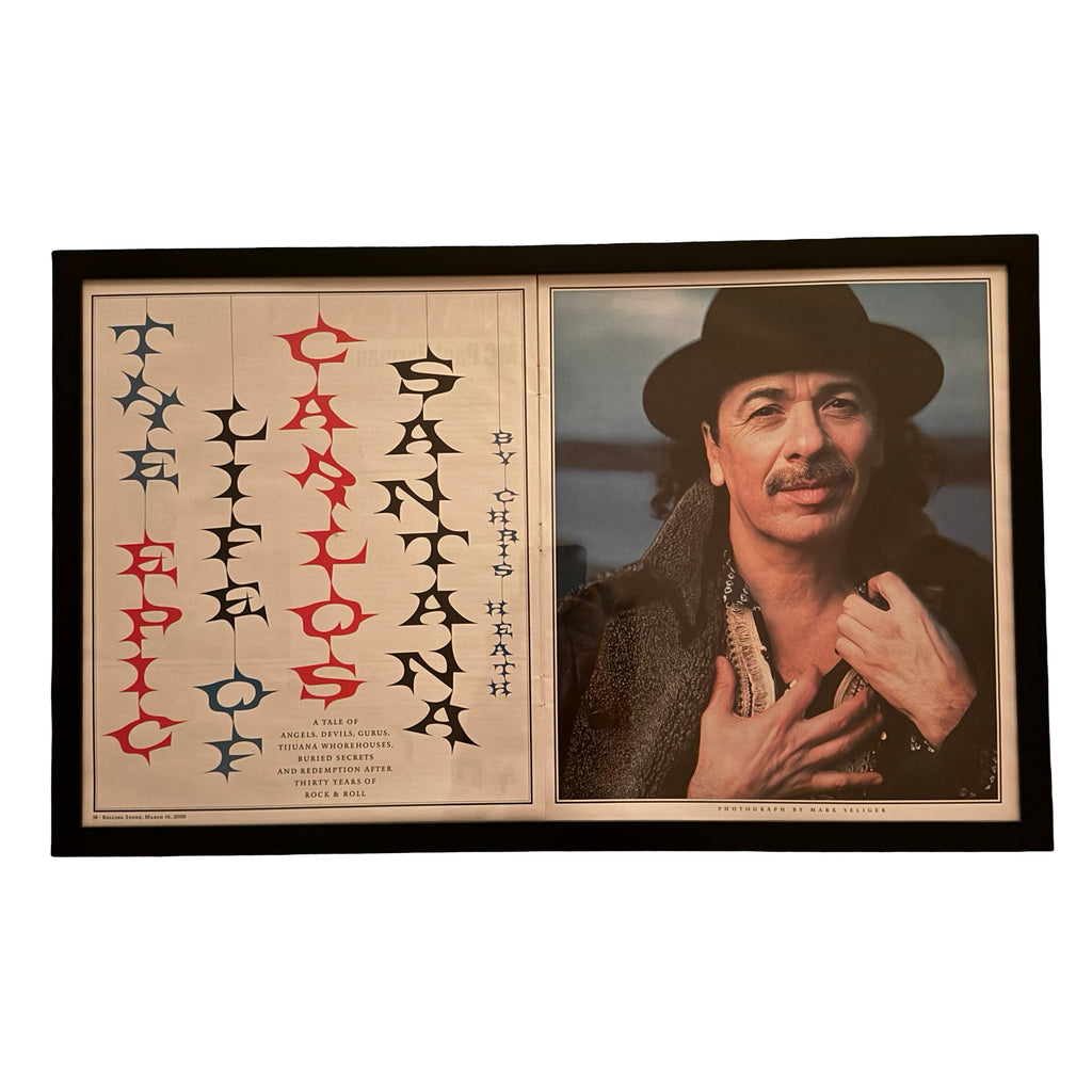 Vintage Carlos Santana Rolling Stone Music 10x20 Framed Magazine Print
