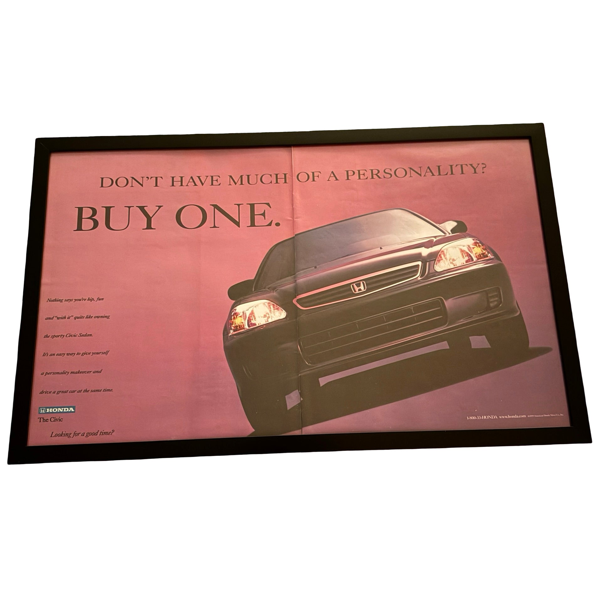 Vintage Honda Civic Buy One Car Ad 10x20 Framed Magazine Print