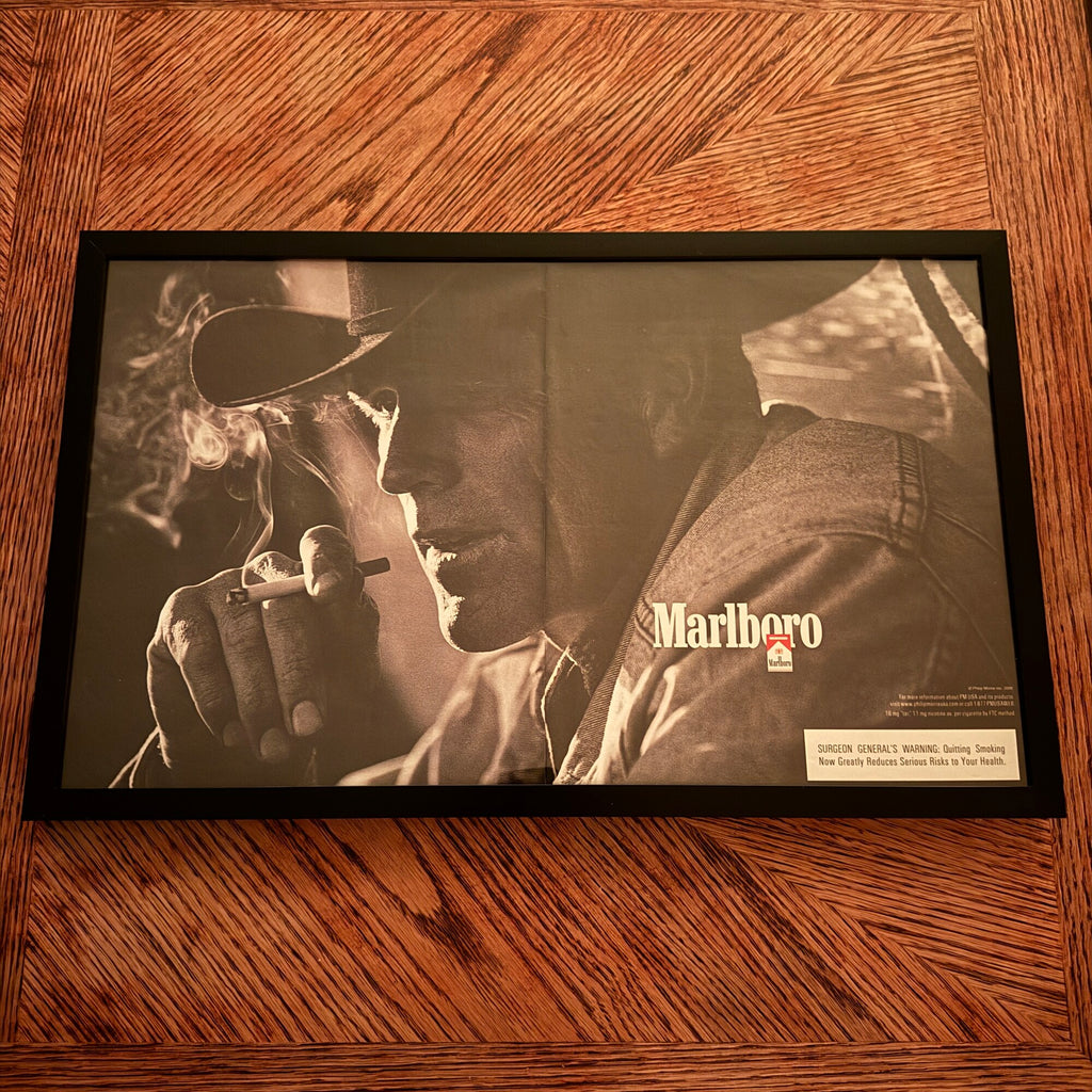 Vintage Marlboro Man Sepia Cigarette Ad 10x20 Framed Magazine Print
