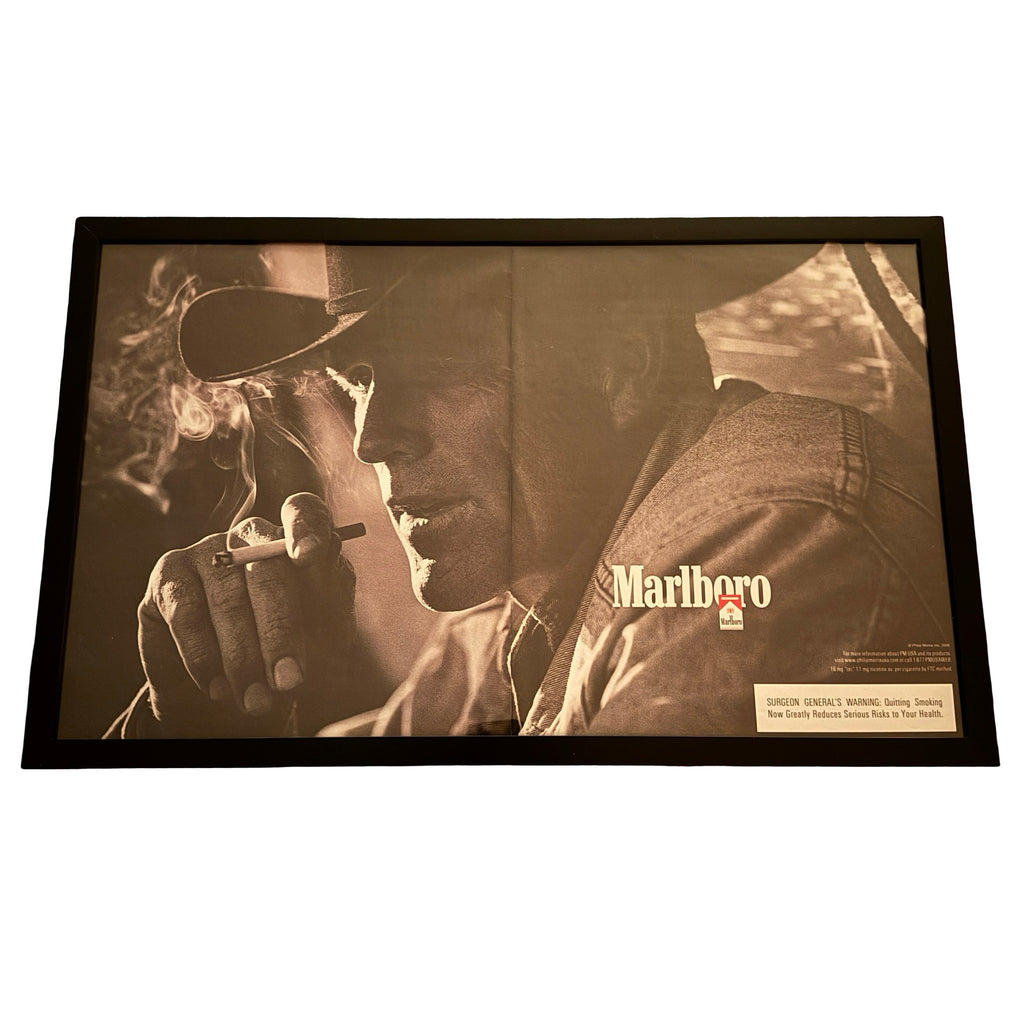 Vintage Marlboro Man Sepia Cigarette Ad 10x20 Framed Magazine Print