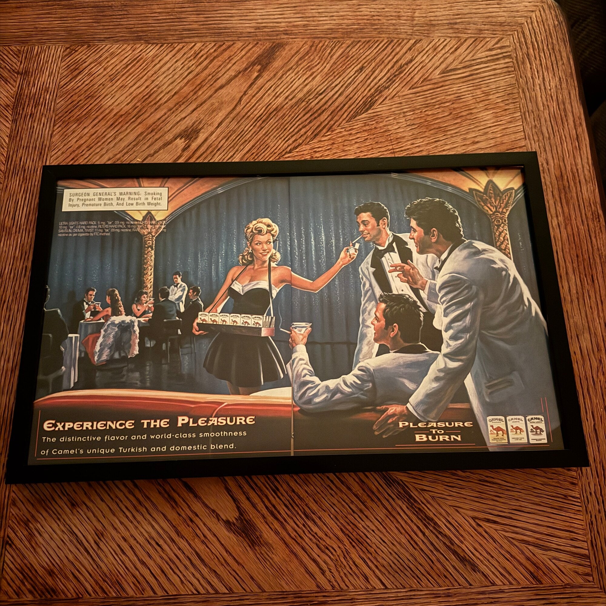 Vintage Camel Pleasure to Burn Cigarette Ad 10x20 Framed Magazine Print