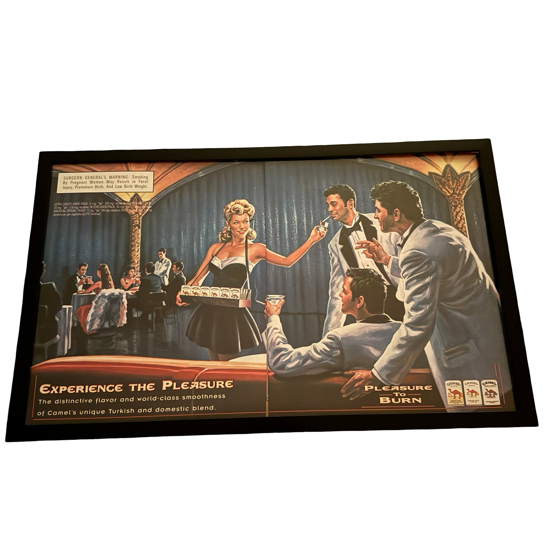 Vintage Camel Pleasure to Burn Cigarette Ad 10x20 Framed Magazine Print