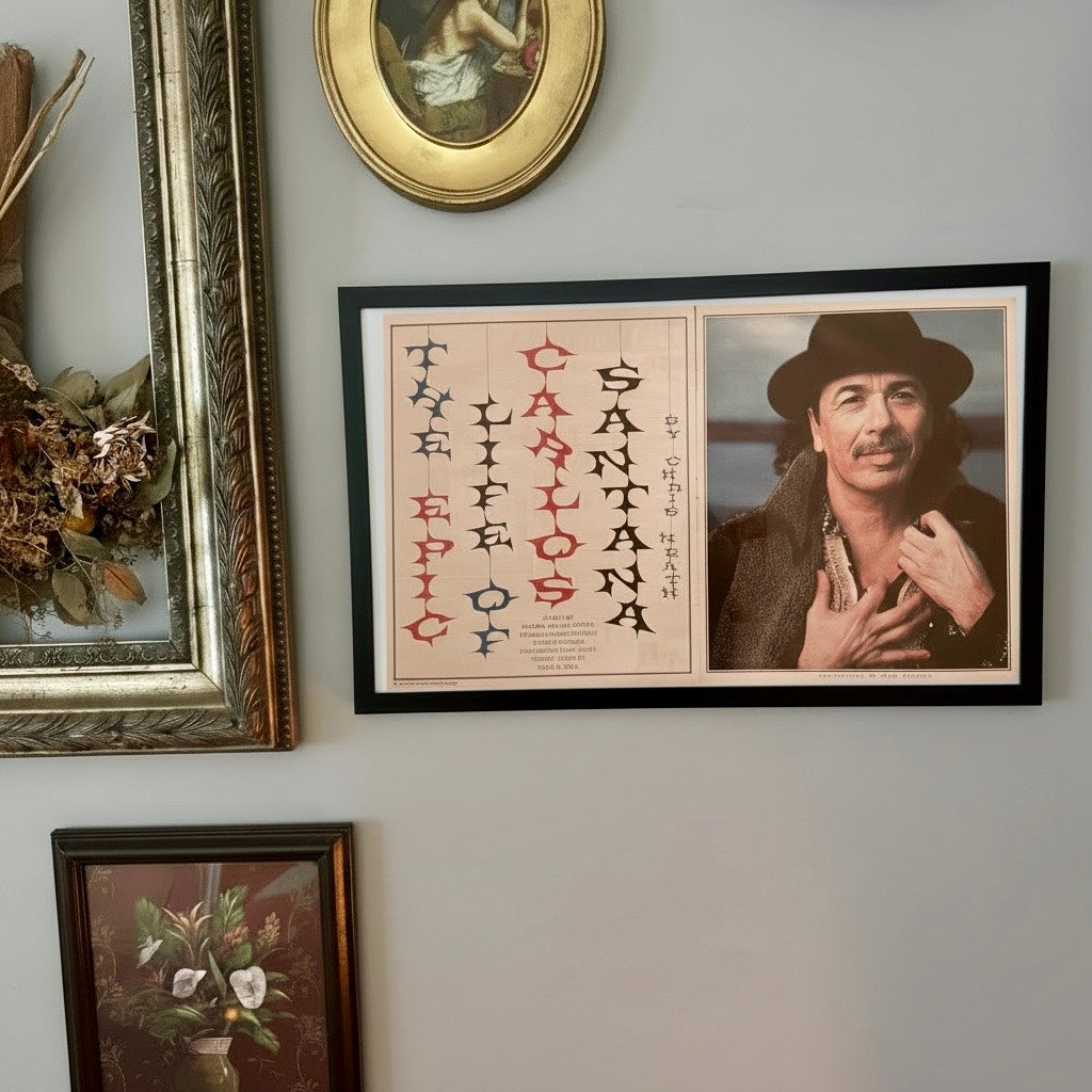 Vintage Carlos Santana Rolling Stone Music 10x20 Framed Magazine Print