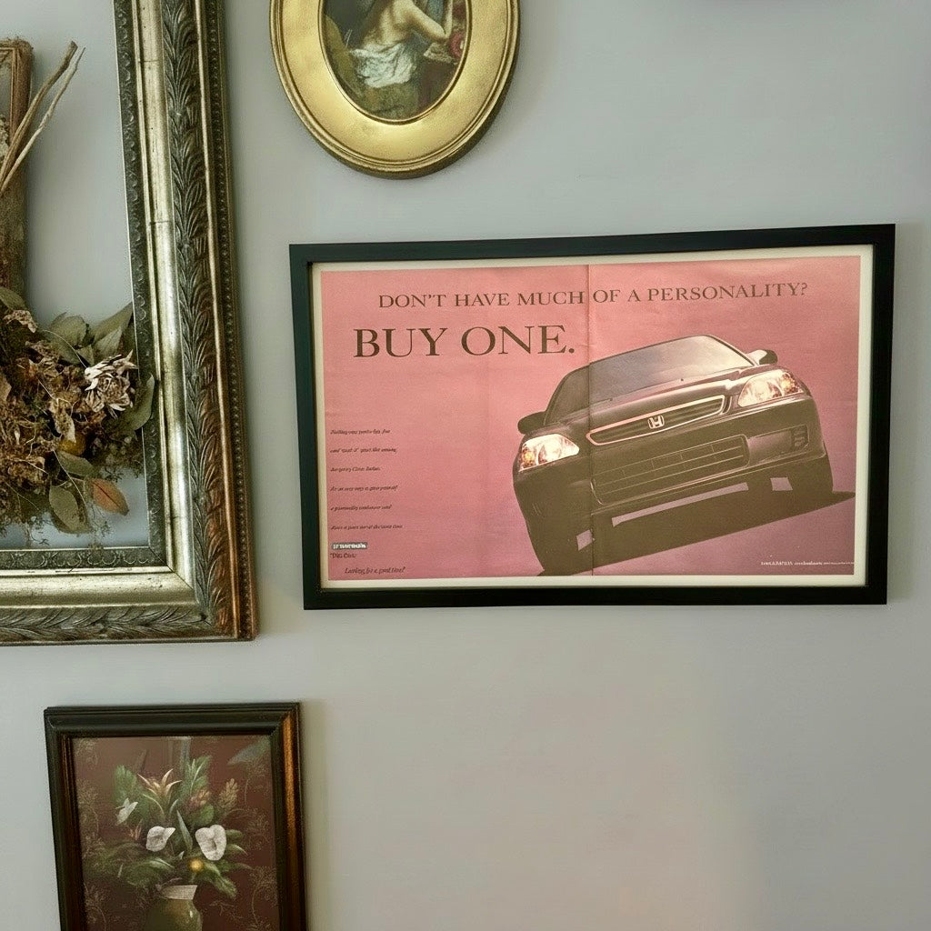 Vintage Honda Civic Buy One Car Ad 10x20 Framed Magazine Print