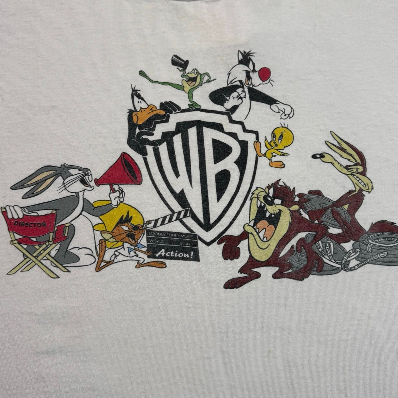 Vintage 1995 Warner Bros Studio Store Looney Tunes T-Shirt White Made in USA XL