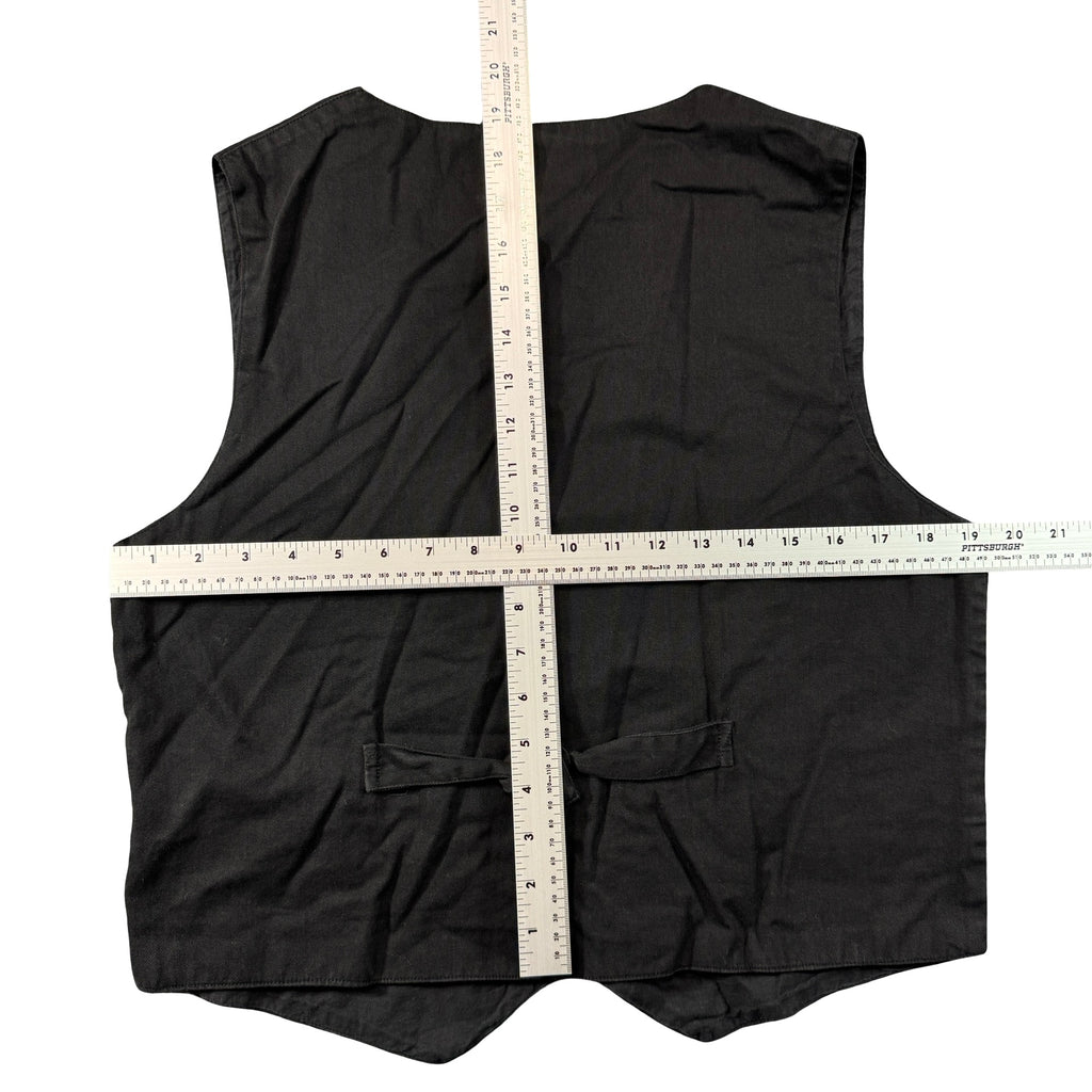 Vintage New Directions Safari Animal Embroidered Button Vest Black Womens M