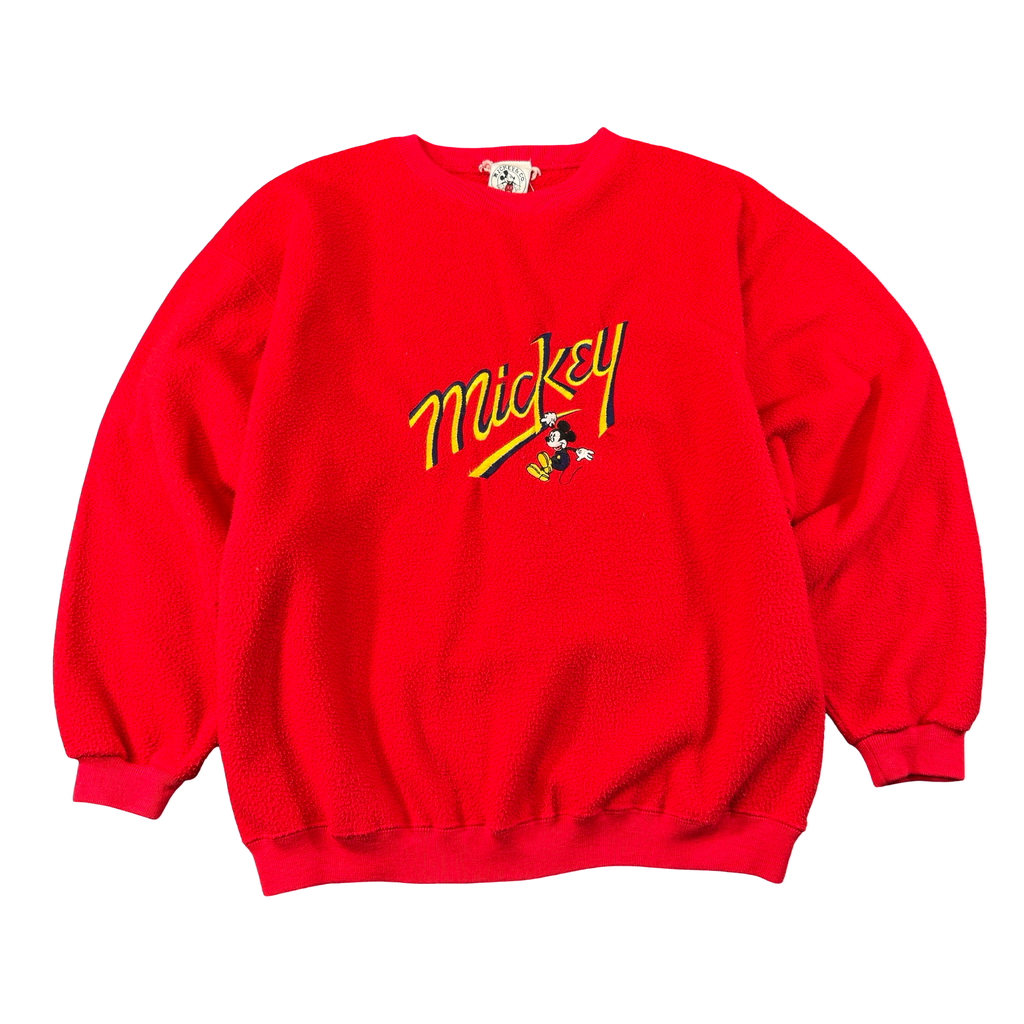 Vintage Mickey & Co Disney Mickey Mouse Embroidered Fleece Sweatshirt Red L