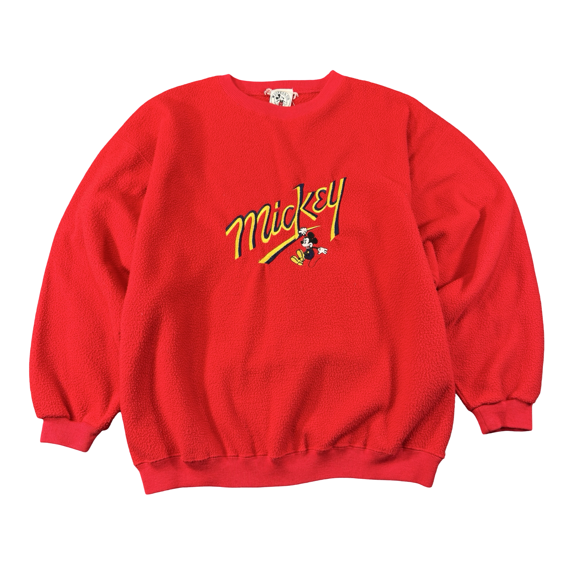 Vintage Mickey & Co Disney Mickey Mouse Embroidered Fleece Sweatshirt Red L