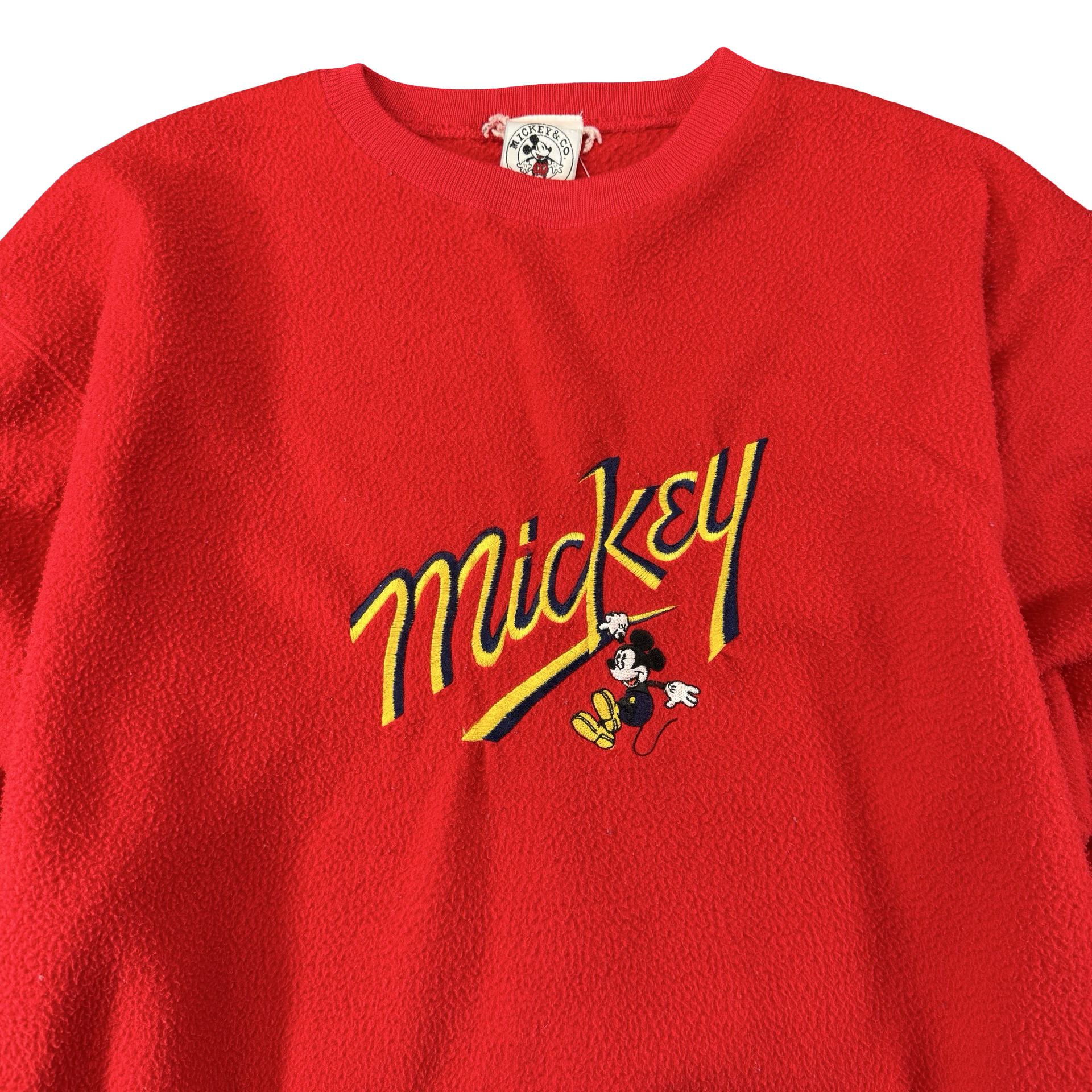Vintage Mickey & Co Disney Mickey Mouse Embroidered Fleece Sweatshirt Red L
