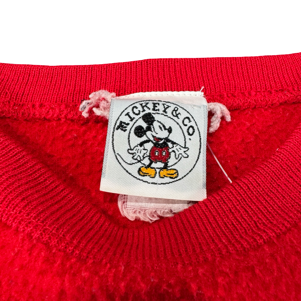 Vintage Mickey & Co Disney Mickey Mouse Embroidered Fleece Sweatshirt Red L
