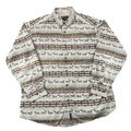 Vintage Woolrich Deer Southwestern Aztec Print Chamois Shirt Cream Mens XL