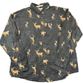 Columbia River Lodge Whitetail Deer Topo Map Button Up Shirt Charcoal Mens XL