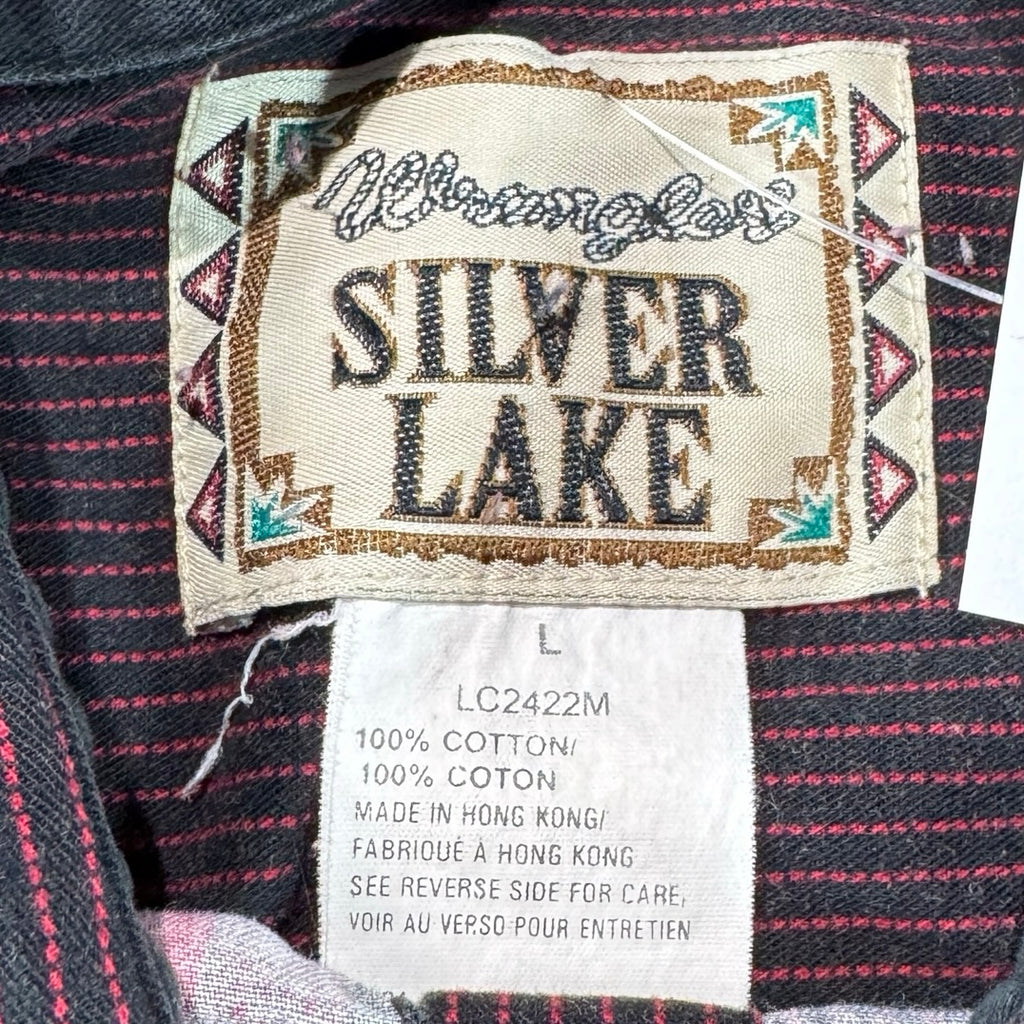 Vintage Wrangler Silver Lake Southwestern Aztec Western Shirt Black Red Mens L
