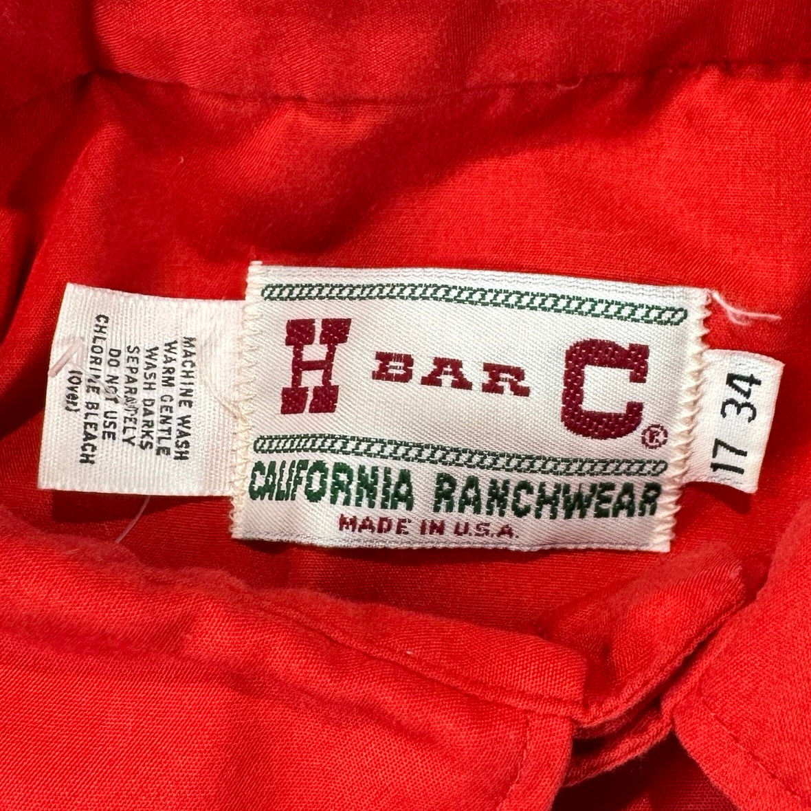 Vintage H Bar C California Ranchwear Red Western Snap Shirt Made in USA Mens XL
