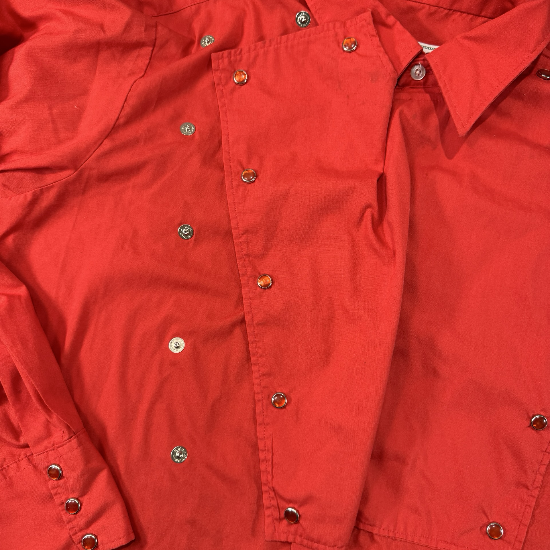 Vintage H Bar C California Ranchwear Red Western Snap Shirt Made in USA Mens XL