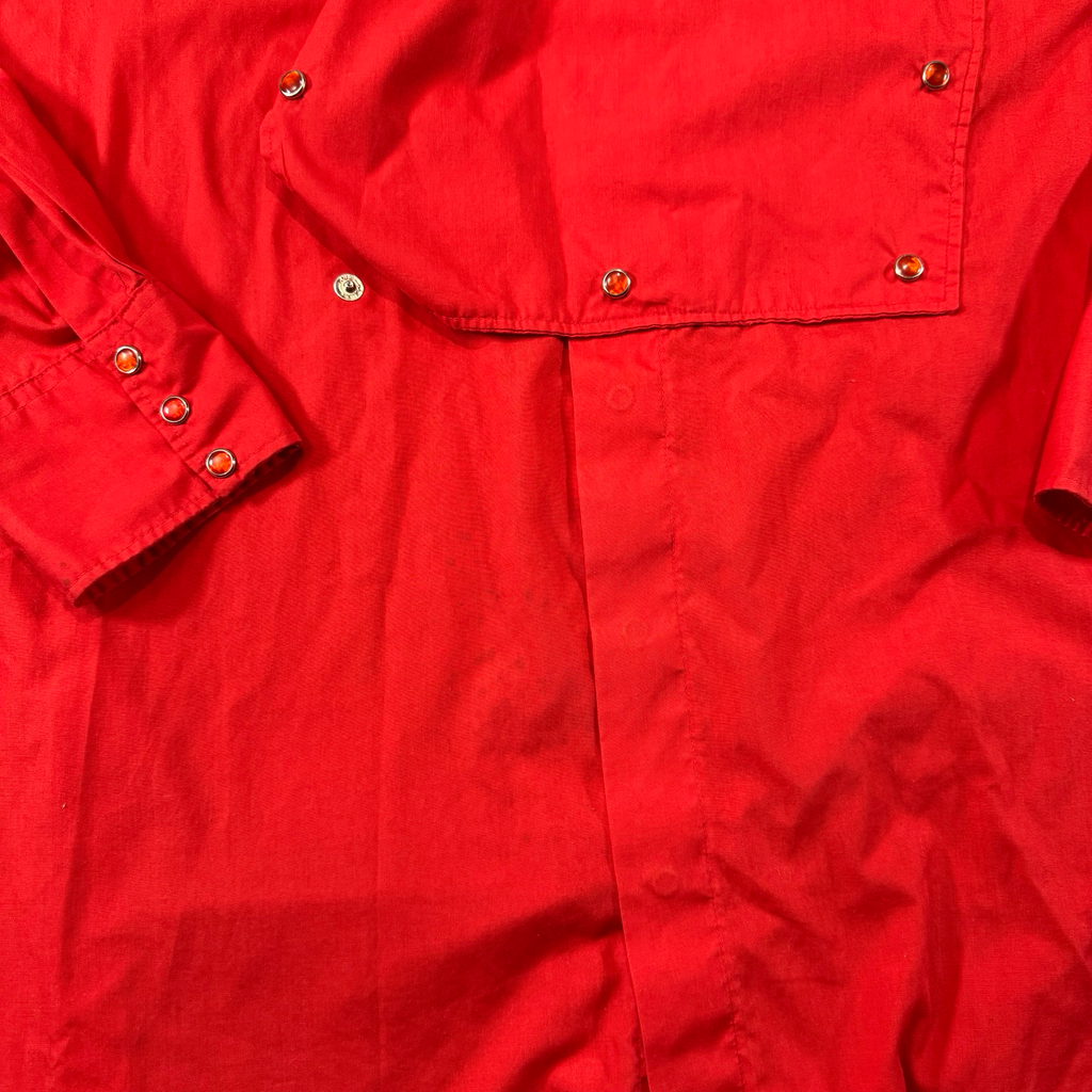 Vintage H Bar C California Ranchwear Red Western Snap Shirt Made in USA Mens XL