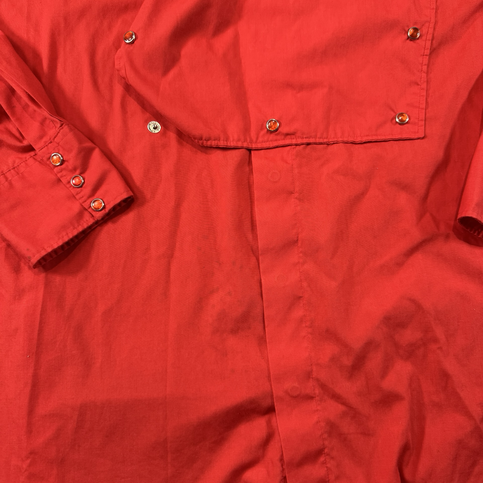Vintage H Bar C California Ranchwear Red Western Snap Shirt Made in USA Mens XL