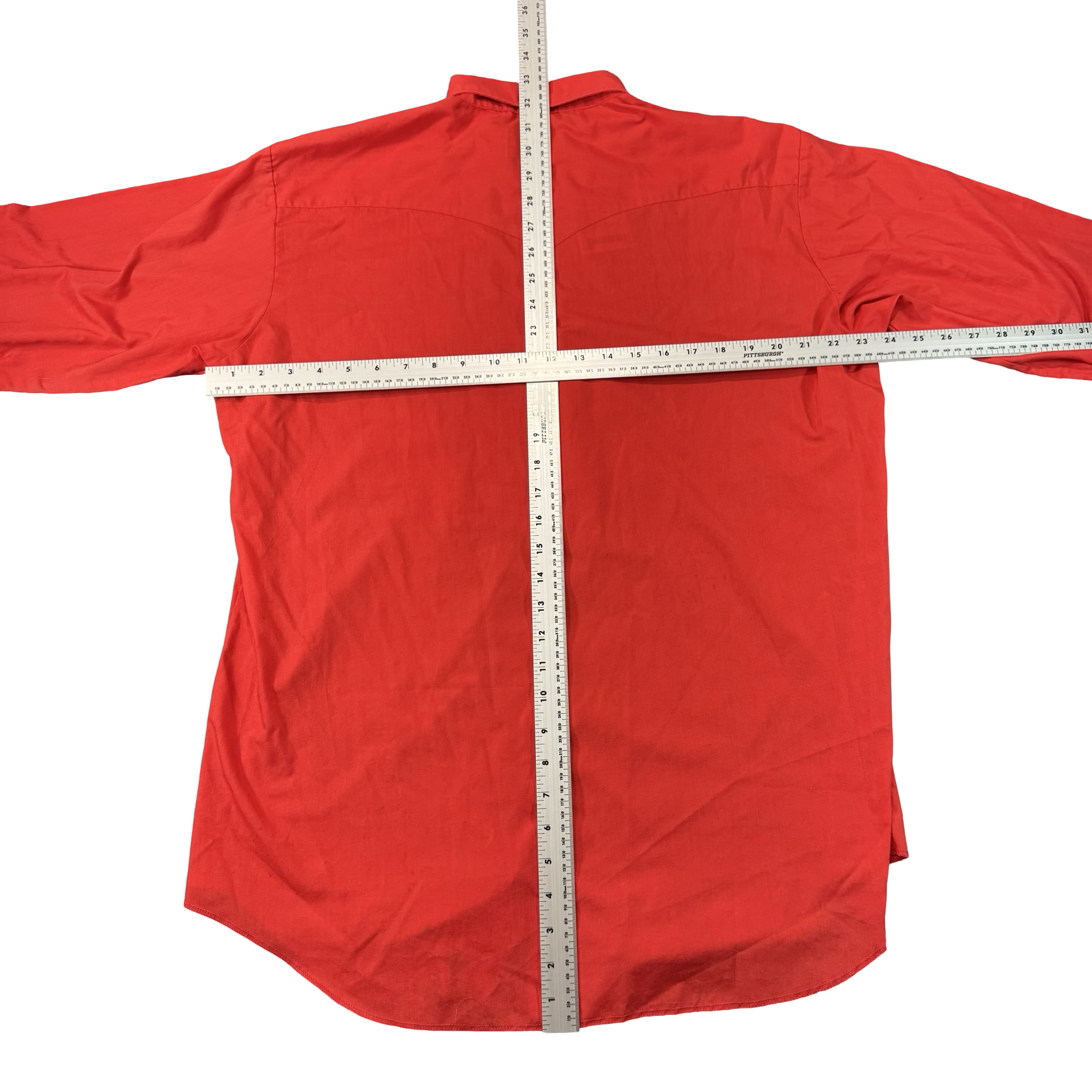 Vintage H Bar C California Ranchwear Red Western Snap Shirt Made in USA Mens XL