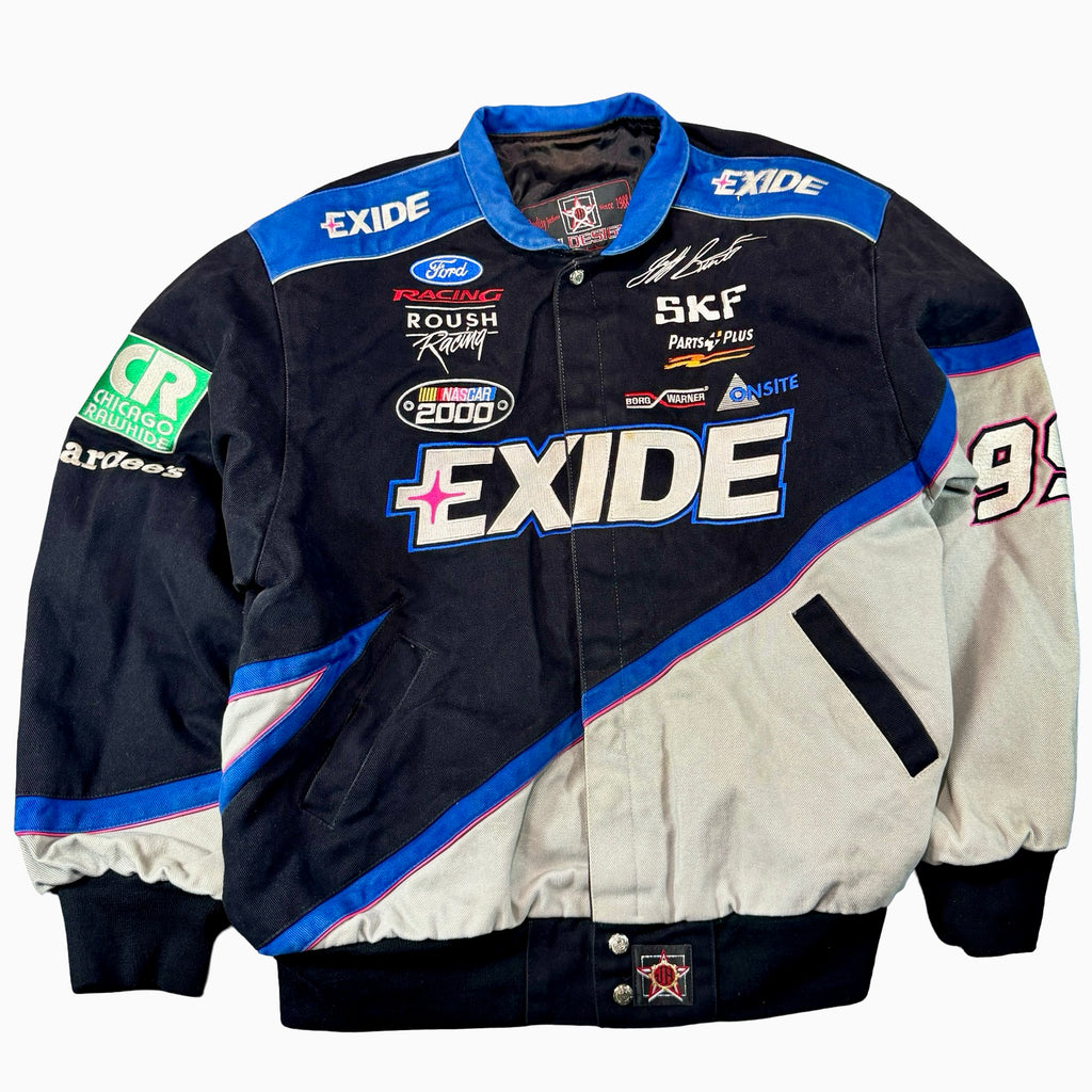 Vintage 2000 NASCAR Exide Roush Racing Ford Jacket JH Design Made in USA Mens L