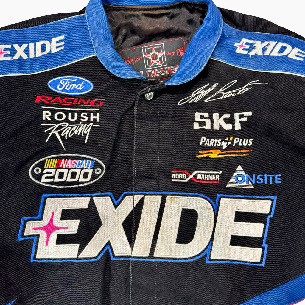 Vintage 2000 NASCAR Exide Roush Racing Ford Jacket JH Design Made in USA Mens L