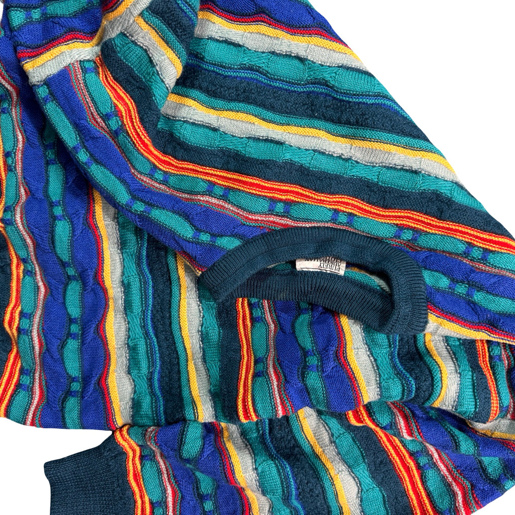 Vintage Purely Australian Co Coogi Style 3D Knit Crewneck Sweater Teal Mens XXL