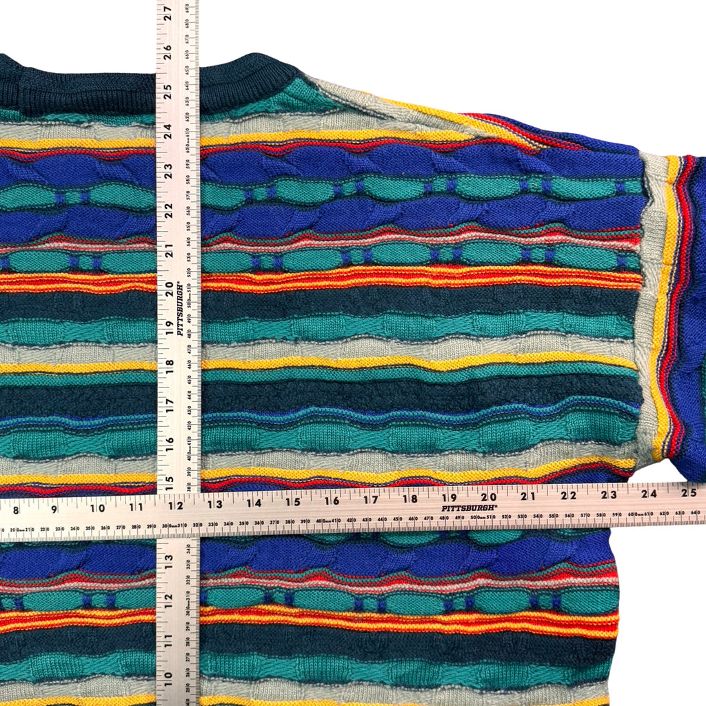 Vintage Purely Australian Co Coogi Style 3D Knit Crewneck Sweater Teal Mens XXL