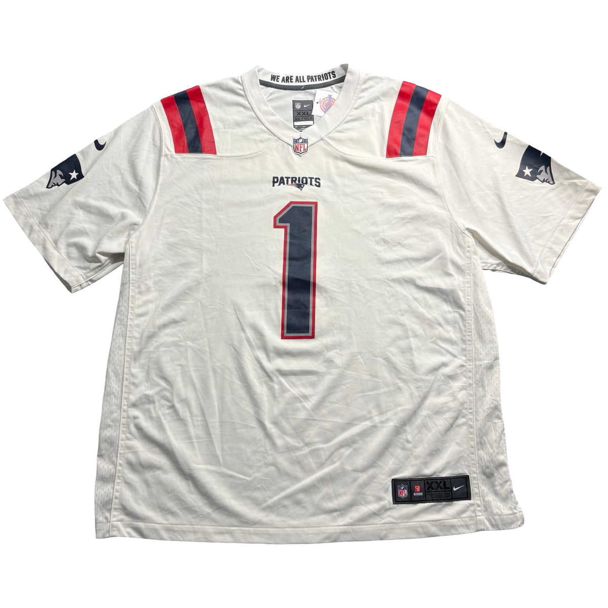 Nike On Field NFL New England Patriots 1 Football Jersey White Mens XXL