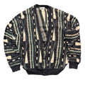 Vintage Carlo Colucci Abstract 3D Knit Cardigan Sweater Black Cream Mens L