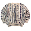 Vintage Giorgio di Firenze Coogi Style Textured Knit Sweater Cream Navy Mens L