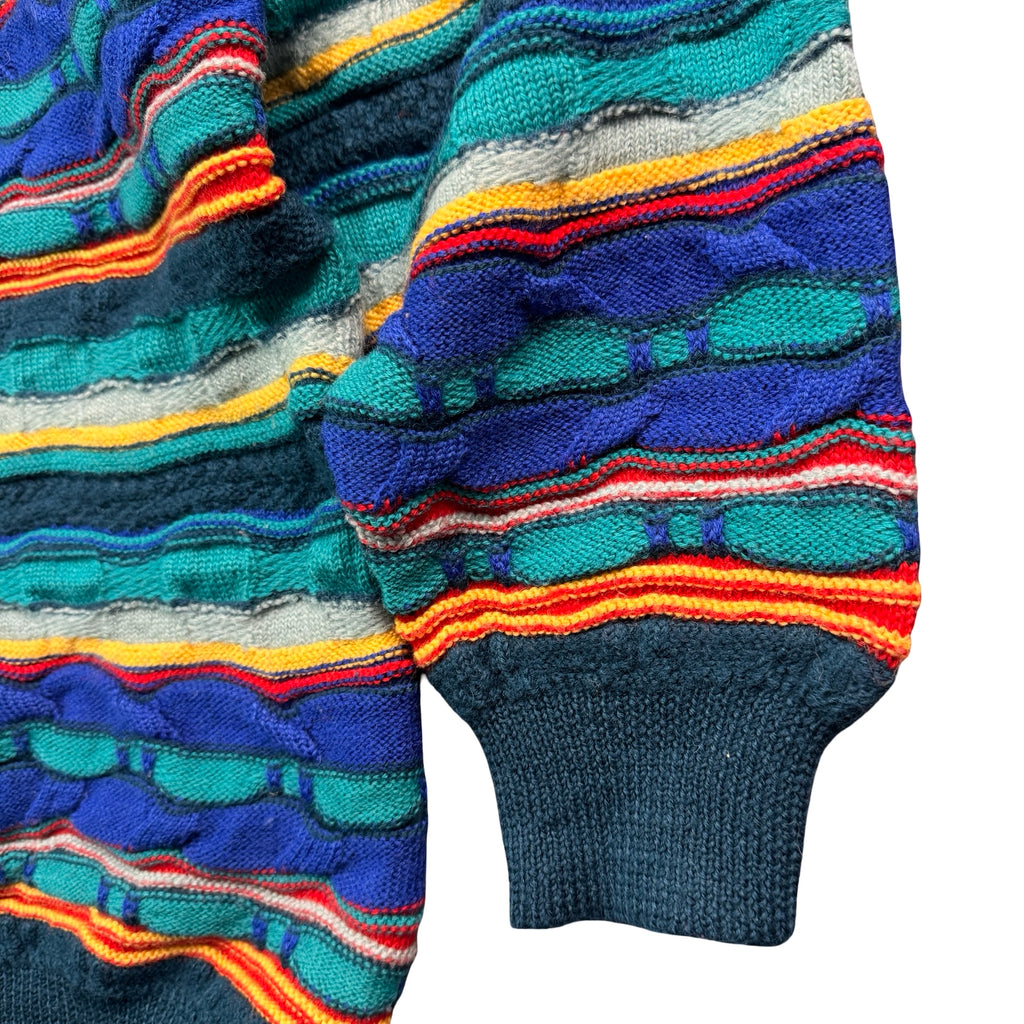 Vintage Purely Australian Co Coogi Style 3D Knit Crewneck Sweater Teal Mens XXL