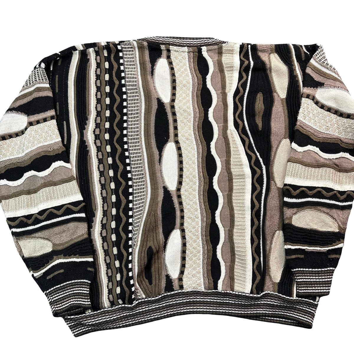 Vintage Protege Collection Coogi Style 3D Knit Sweater Black Brown Tan Mens XXL