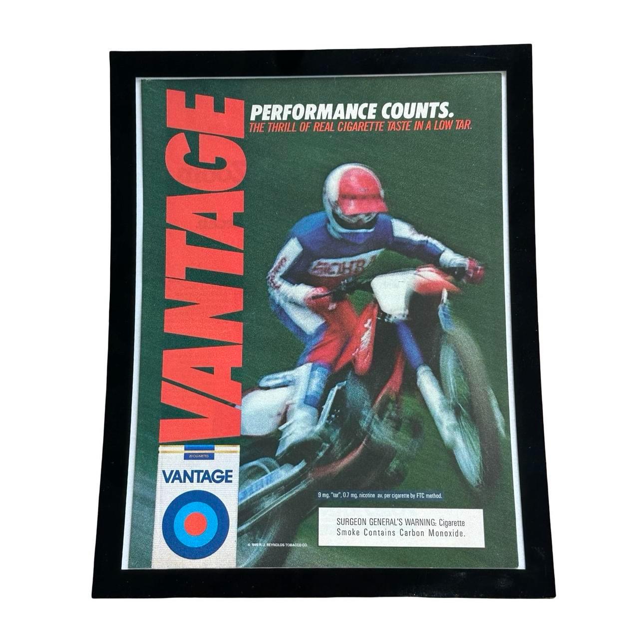 Vintage 1985 Vantage Cigarettes Motocross Ad