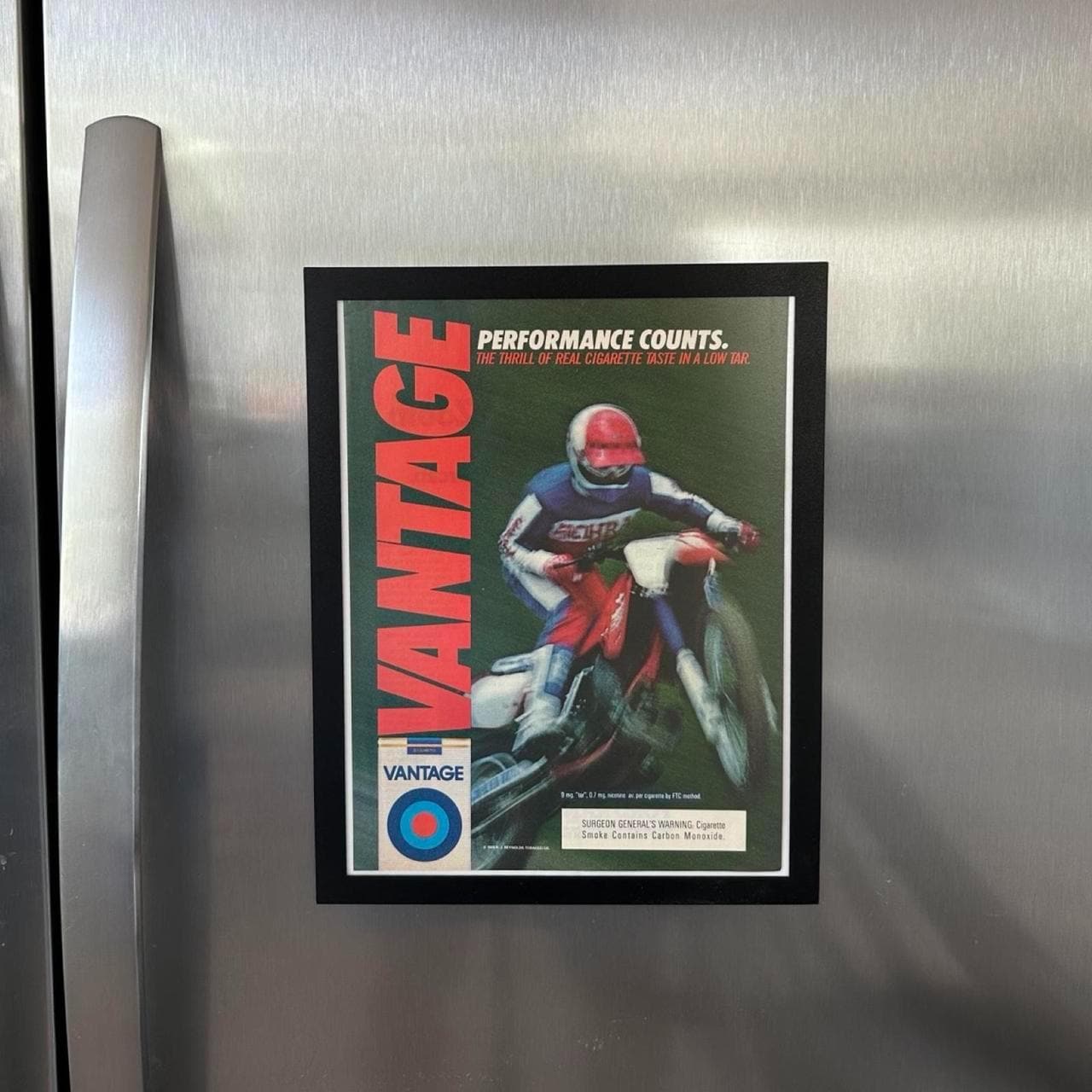 Vintage 1985 Vantage Cigarettes Motocross Ad