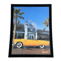 Vintage 1956 Yellow Ford Thunderbird Convertible Editorial Print from 1997 with frame