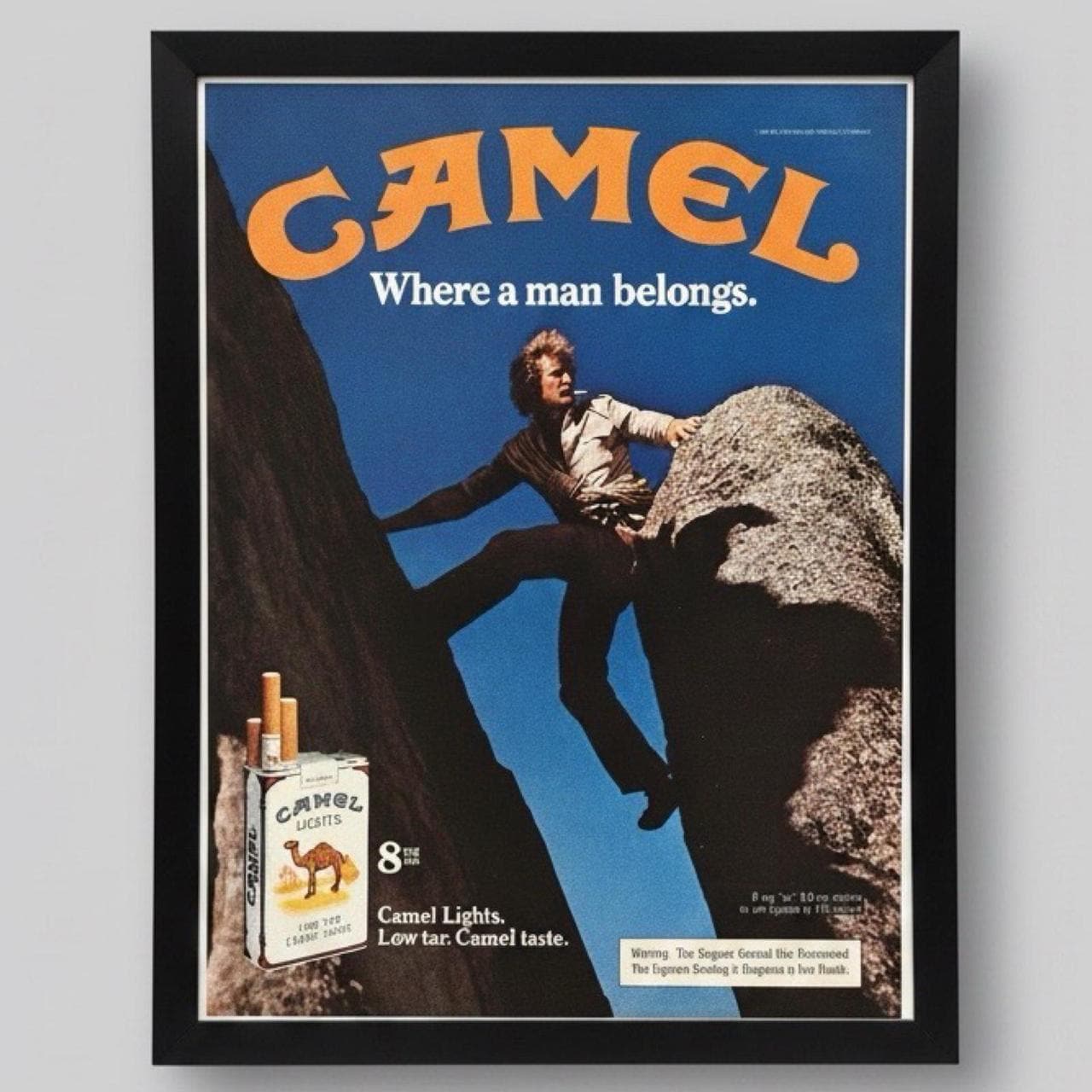 Vintage 1981 Camel Lights Ad "Where a man belongs." with Frame
