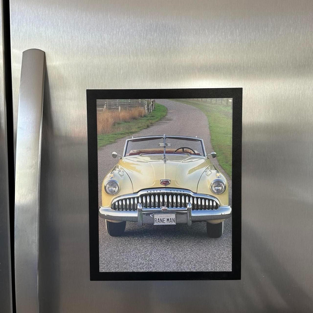 Vintage 1949 Yellow Buick Roadmaster Convertible - Editorial Print from 1997 with frame