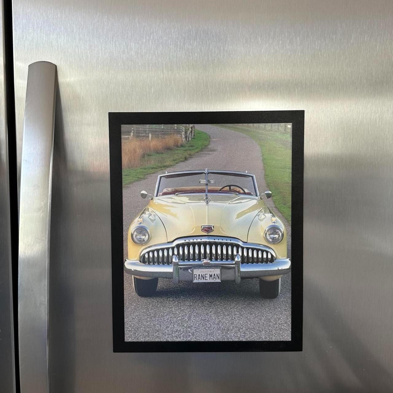 Vintage 1949 Yellow Buick Roadmaster Convertible - Editorial Print from 1997 with frame