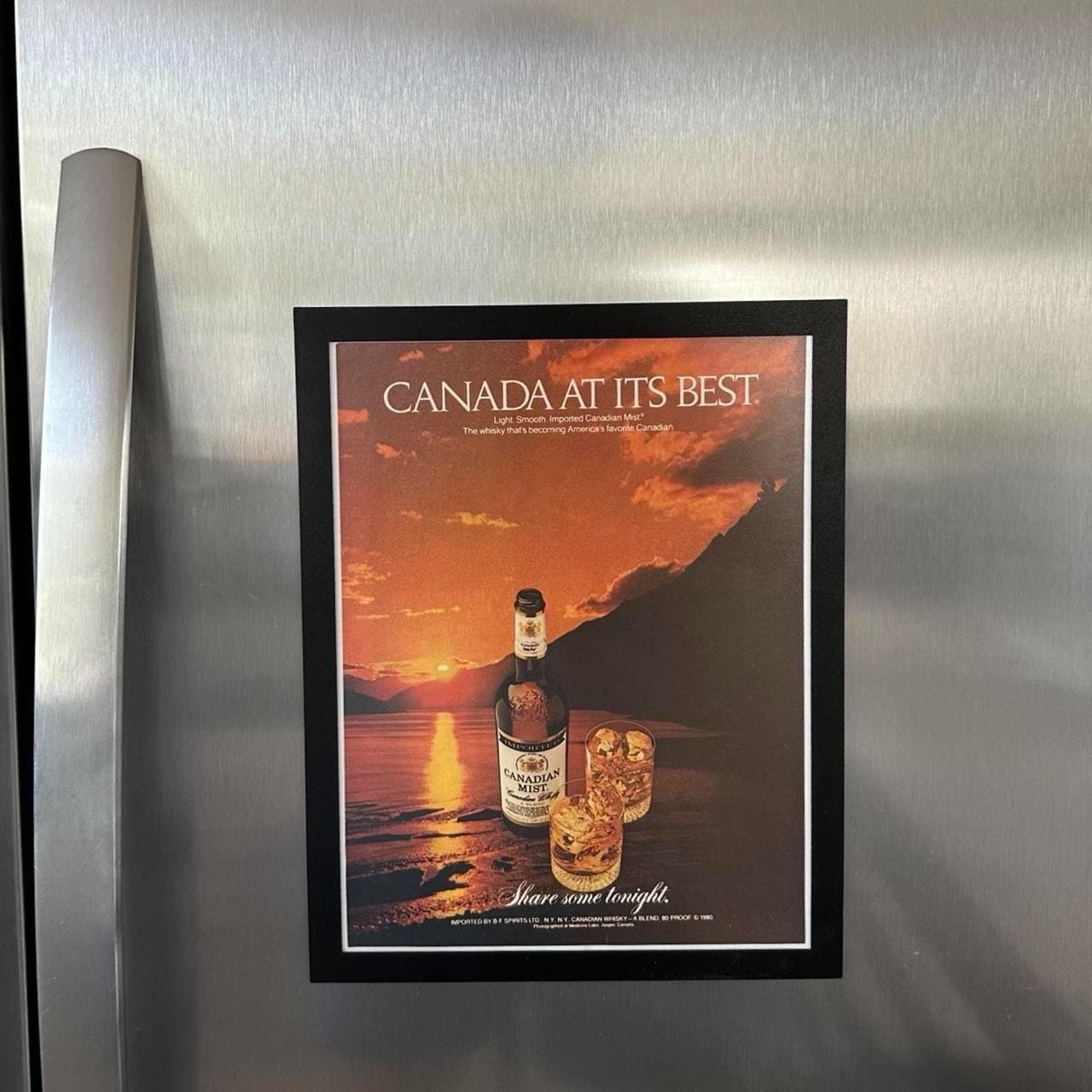 1980 Canadian Mist Whiskey Sunset Ad: "Canada At Its" Framed Print