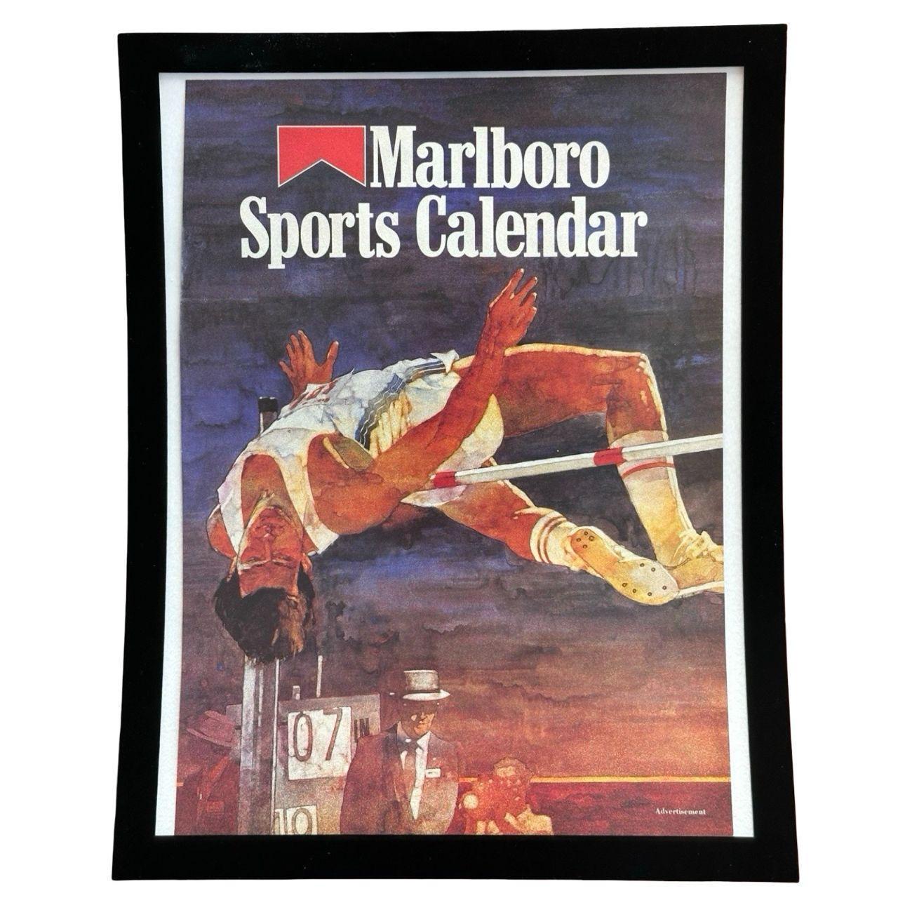 Vintage 1984 Framed Marlboro Sports Calendar Ad