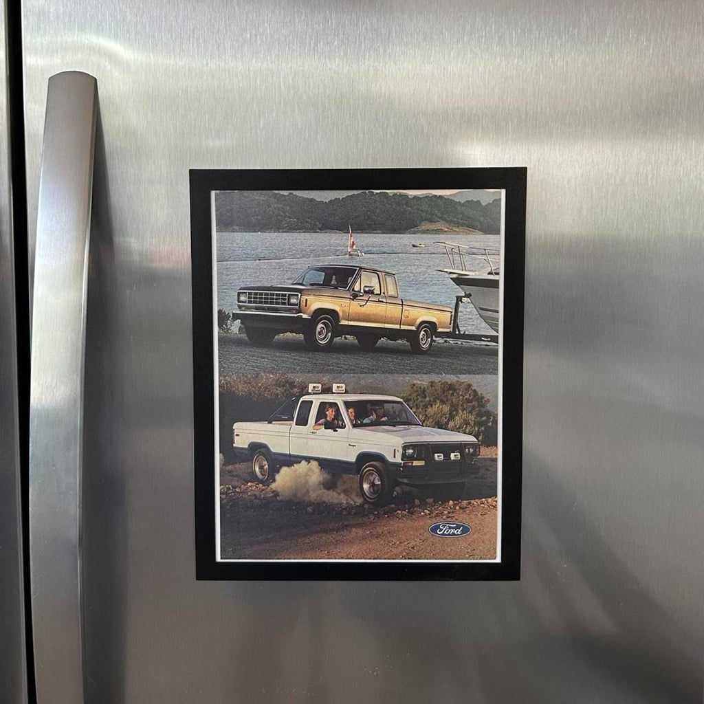 Vintage 1986 Ford Ranger Supercab XLT & STX Ad with Frame