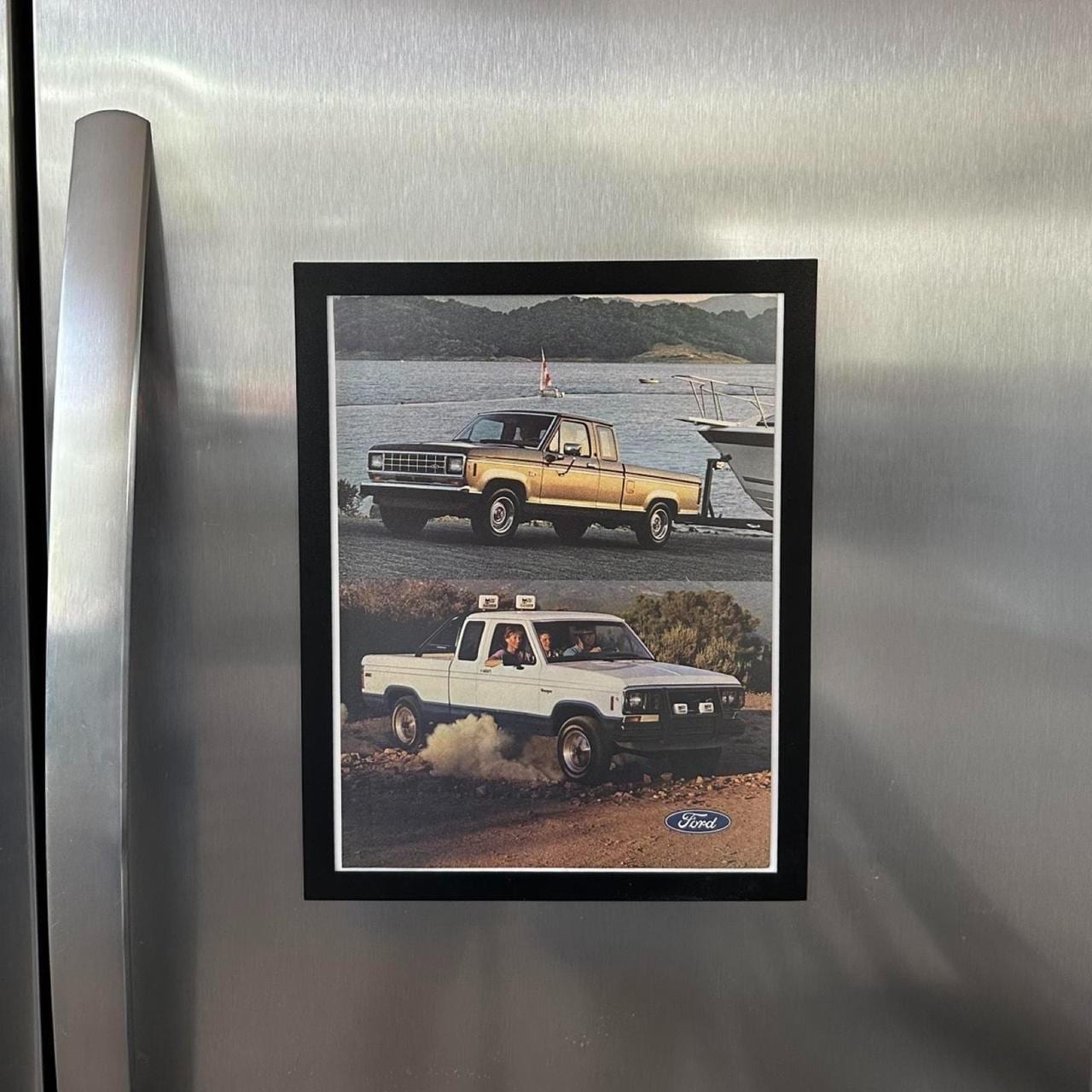 Vintage 1986 Ford Ranger Supercab XLT & STX Ad with Frame