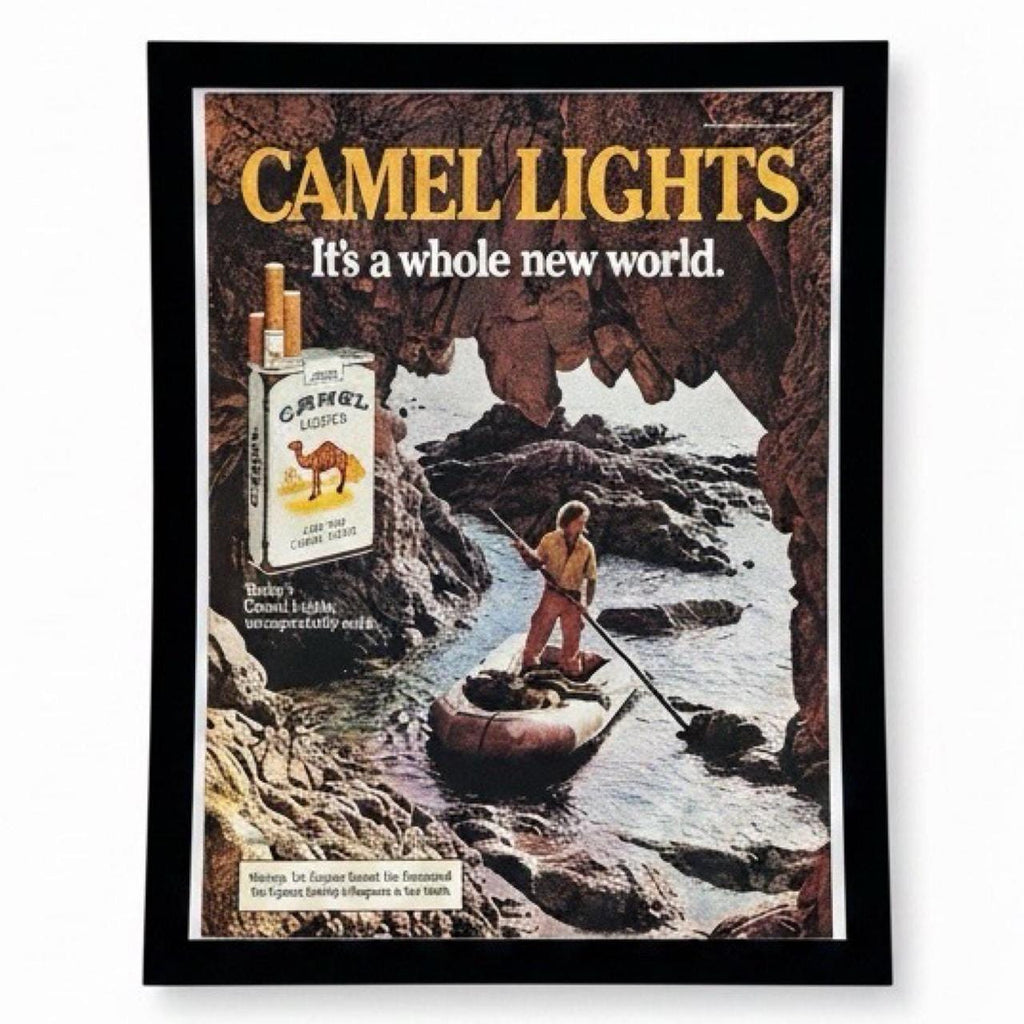 Vintage 1984 Camel Lights Ocean Explorer Ad with frame