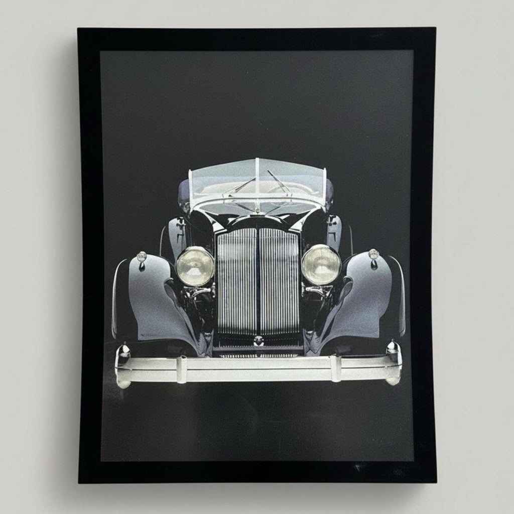 Vintage 1939 Black Packard Super Eight Convertible Victoria Editorial Print from 1997 with frame