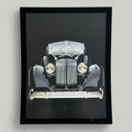 Vintage 1939 Black Packard Super Eight Convertible Victoria Editorial Print from 1997 with frame